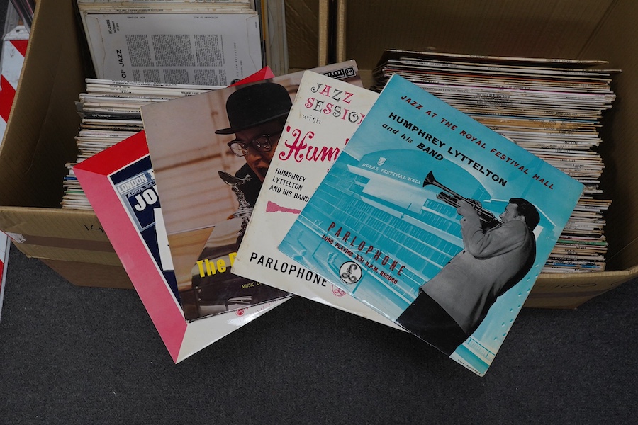 Two boxes of LP record albums, including a selection of 10 inch albums, compilations, including Soul compilations, Rhythm and Blues, etc., artists include; Gene Pitney, Lee Dorsey, Dinah Washington, Frankie Laine, Hank W